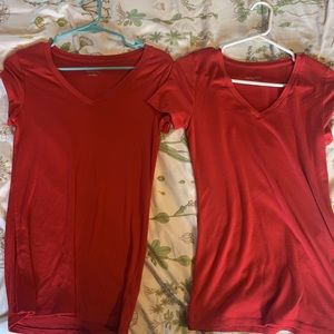 Red v neck shirts